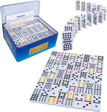 Double 15 Dominoes Set for Adults - Classic 136 Tiles Colored Dots Double Fiftee picture