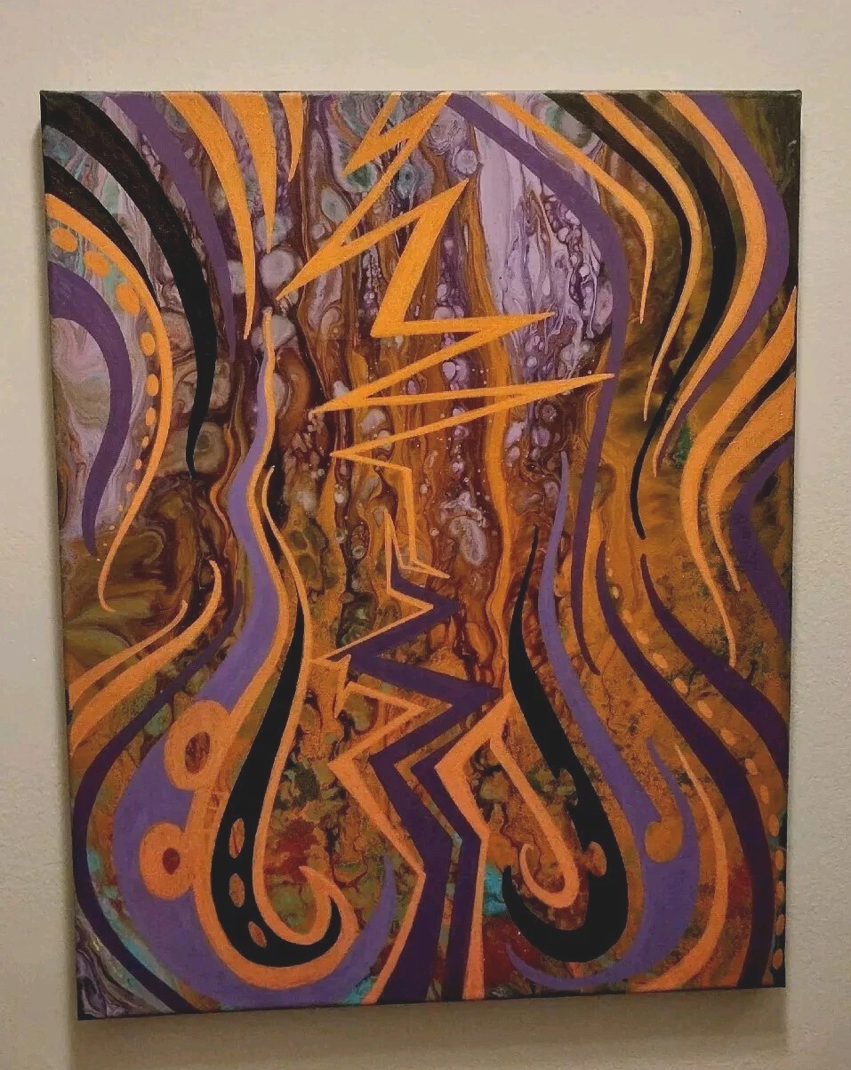 Orange Abstract painting On Canvas - 16 X 20 Inches - By Artist MAKE$ - Original