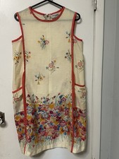 Vintage Dress Womens Medium 60s 70s Union Shift Floral Mod Apron Retro Kodel Art picture