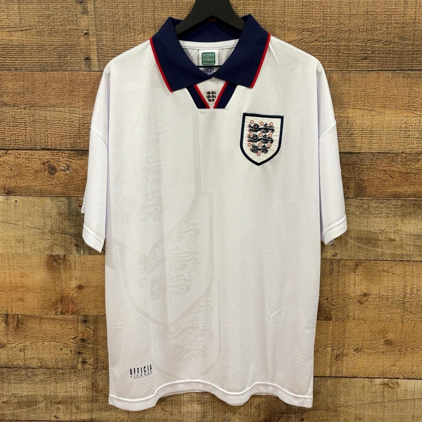 England Jersey Mens Large White Soccer Retro Navy Collar Shirt Score Draw England Jersey Mens Large White Soccer Retro Navy Collar Shirt Score Draw