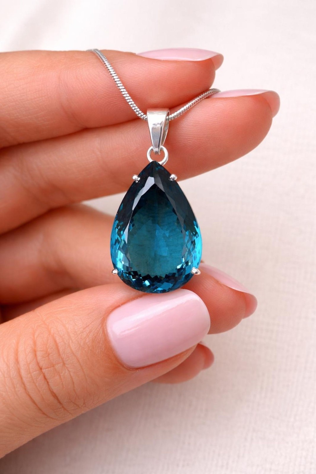 GIE Certified Natural 68 Ct London Blue Topaz Pear Cut Pendant Loose Gemstone GIE Certified Natural 68 Ct London Blue Topaz Pear Cut Pendant Loose Gemstone