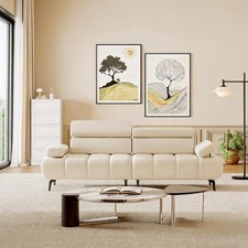3-Seater Modern PU Leather Sofa, Comfortable Sofa w/Adjustable Backrest&Armrests picture