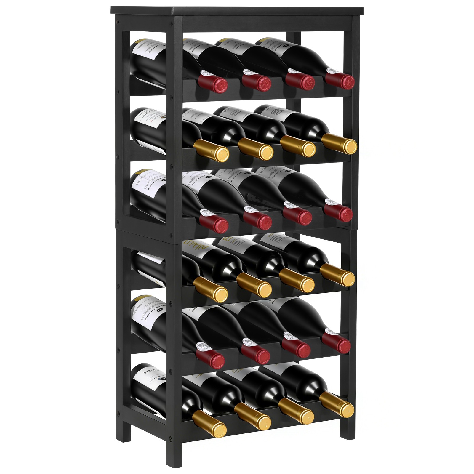 Uimoso 24-Bottle Wine Rack 6-Tier Freestanding Floor Storage Organizer