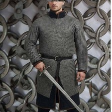 9mm Round Chain-Mail Hauberk – Medieval Reenactment Armor Shirt picture