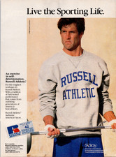 Vintage 1988 Russell Athletic Sporting Life Magazine Ad 80s Sportswear Fitness picture