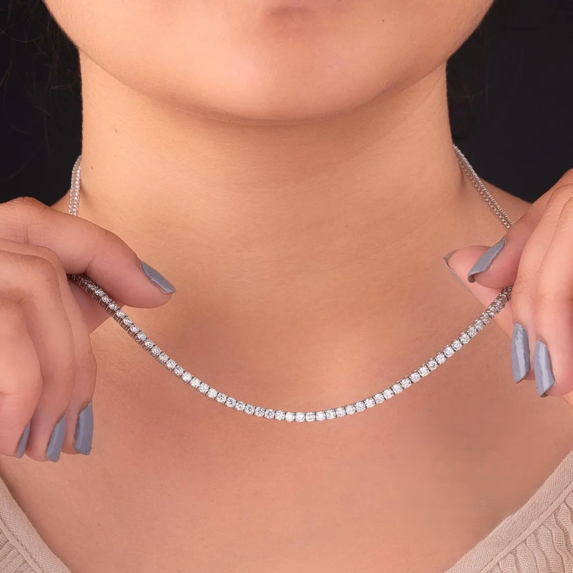 15.00 CT Excellent Round Cut 18' Inch Long Tennis Necklace Solid 14K White Gold 15.00 CT Excellent Round Cut 18' Inch Long Tennis Necklace Solid 14K White Gold