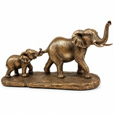 Comfy Hour Rustic Mother Baby Elephant Statue Antique Brass Feng Shui Decor picture