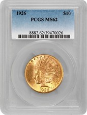 1926 $10 Indian Head Eagle Gold PCGS MS62 Mint State Uncirculated Coin picture