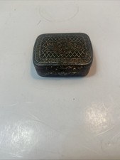 Vintage Metal Snuff Box Or Small Trinket/Pill Container Embossed With Name GOLD picture