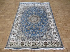 5'4 x 7'10 Hand Knotted Light Blue Fine Nain With Silk Oriental Rug G14056 picture
