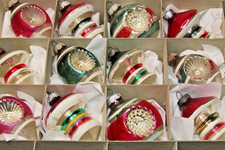 Lot VTG Glass Double Indent BALL DROP TORNADO Christmas Ornaments Shiny Brite picture