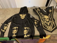 Skull Ninja Costume Gold Fun World Child LARGE (10-12) No Pants picture
