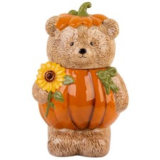 61oz Standing Teddy Bear In Pumpkin Costume Cookie Jar picture
