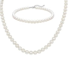 2PK Stainless Steel And Fresh Water Pearl Jewelry Bracelet Necklace Jewelry Set picture