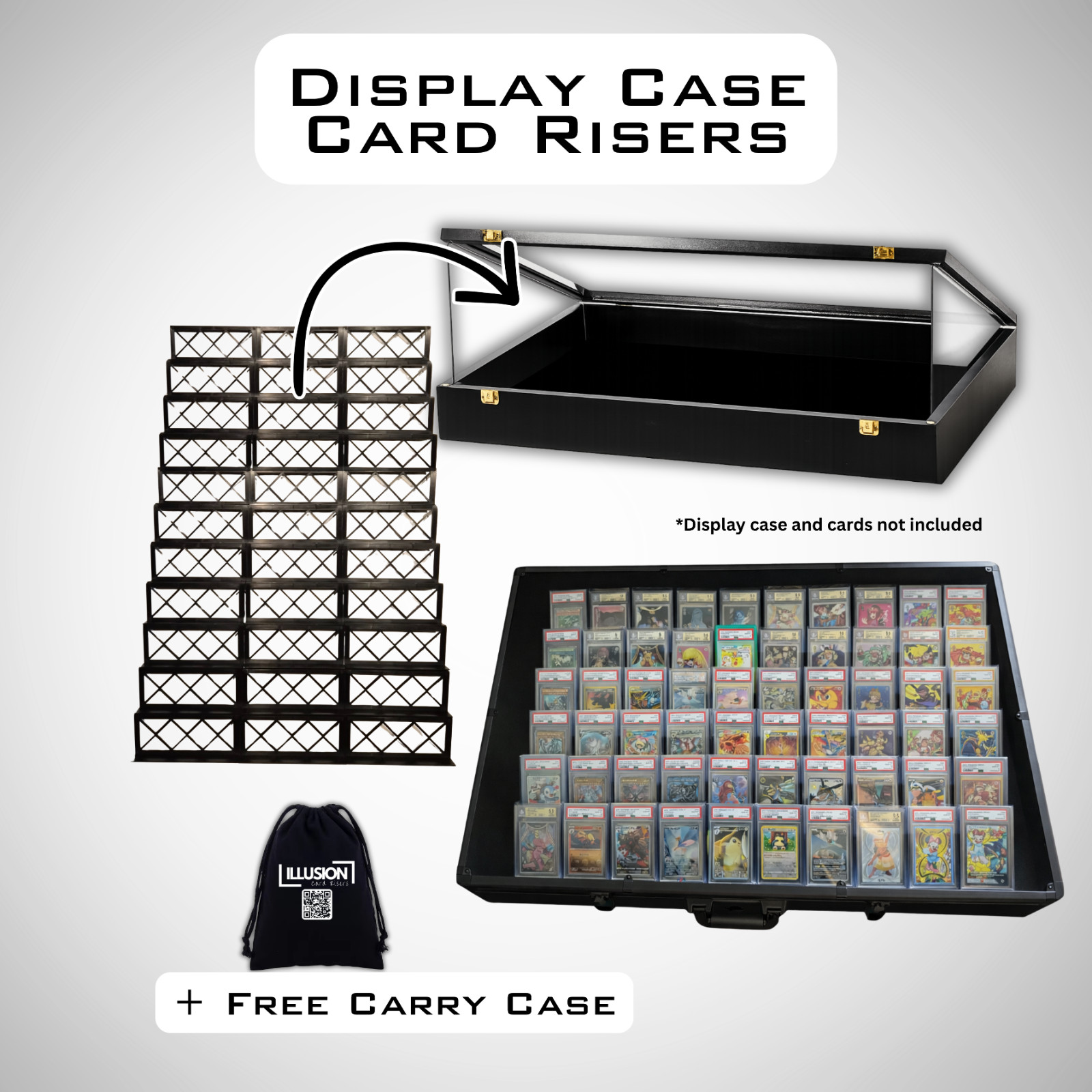 Display Case Card Riser Stands - Perfect for 24x36 Cases- 33 Risers Display Case Card Riser Stands - Perfect for 24x36 Cases- 33 Risers