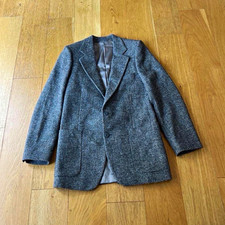 Harris Tweed Men's Gray Herringbone Tweed Wool 2pc Suit 36R 30W Vintage picture