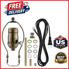 Antique Brass Lamp Rewire Kit with 12ft Cord and Essential Hardware for Repair picture