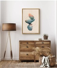 Framed Wall Art Print on Canvas -Abstract Modern Art w Free hanging kit picture