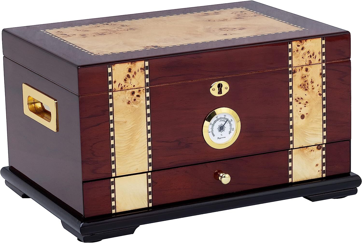 Solana Desktop Cigar Humidor, Rosewood W/ Maple-Burled Wood Inlay, Spanish Cedar Solana Desktop Cigar Humidor, Rosewood W/ Maple-Burled Wood Inlay, Spanish Cedar