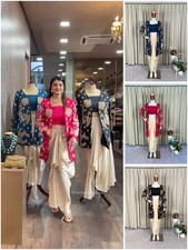 DESIGNER PRE DRAPPED DHOTI KOTI BOLLYWOOD PARTY WEAR DRESS WEDDING INDO WESTERN picture