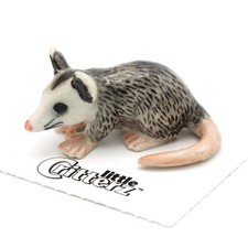 Little Critterz - Gray Opossum "Thumbs" Animal - Miniature Porcelain Figurine picture