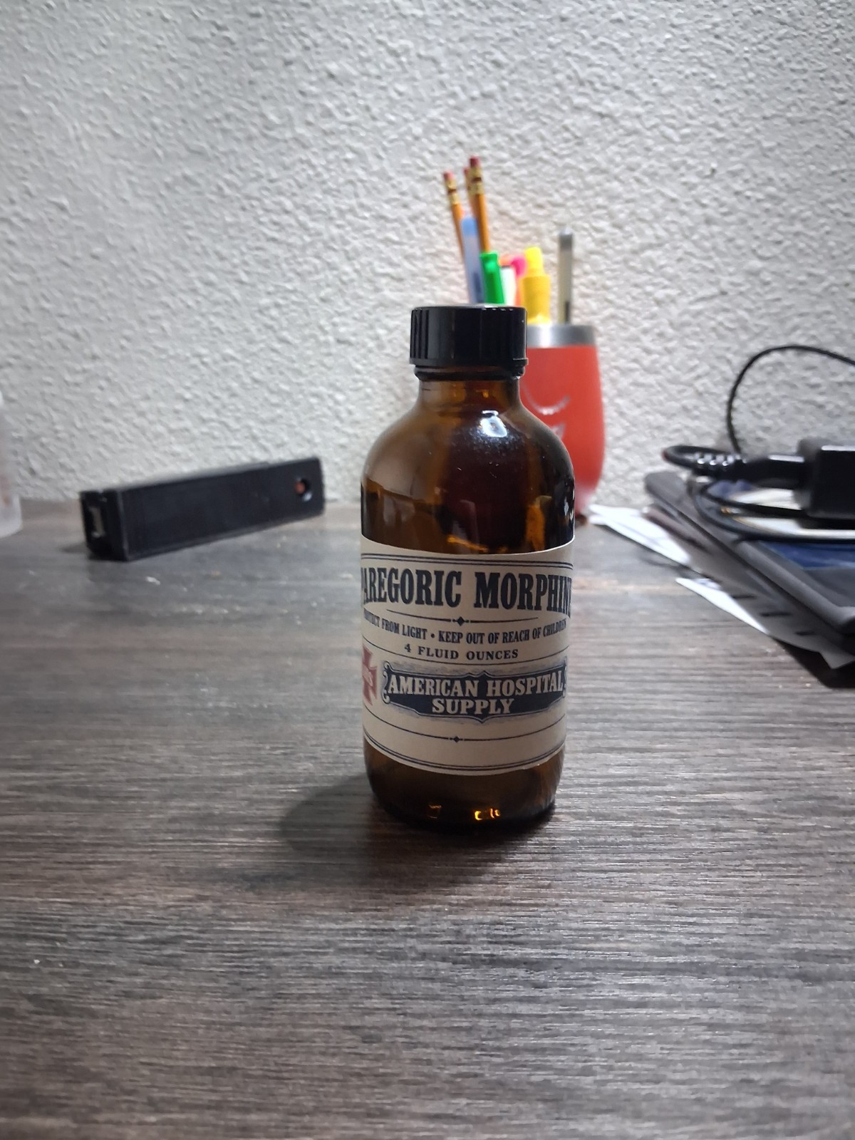 MORPHINE Bottle VINTAGE PAREGORIC U.S. bottle EMPTY medicine glass