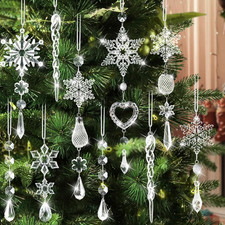 Christmas Tree Ornaments,  21Pcs Crystal Snowflake Ornaments Christmas Hanging.. picture