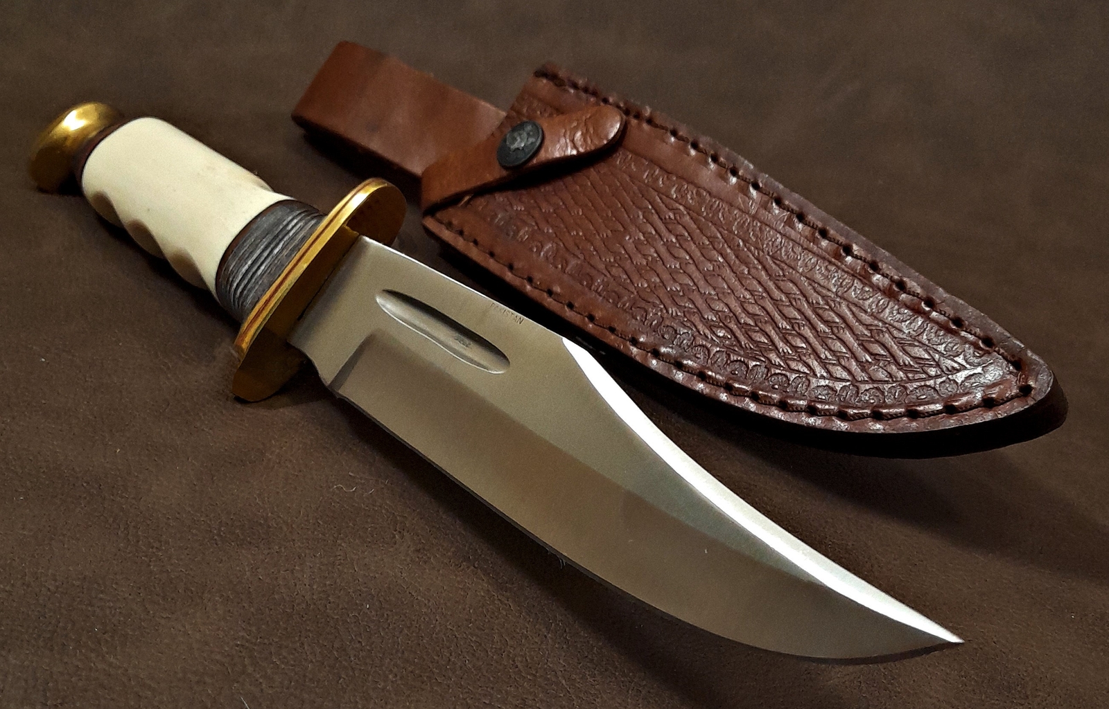 11.25" Real Bone Fixed Blade Bowie Hunter EDC Knife