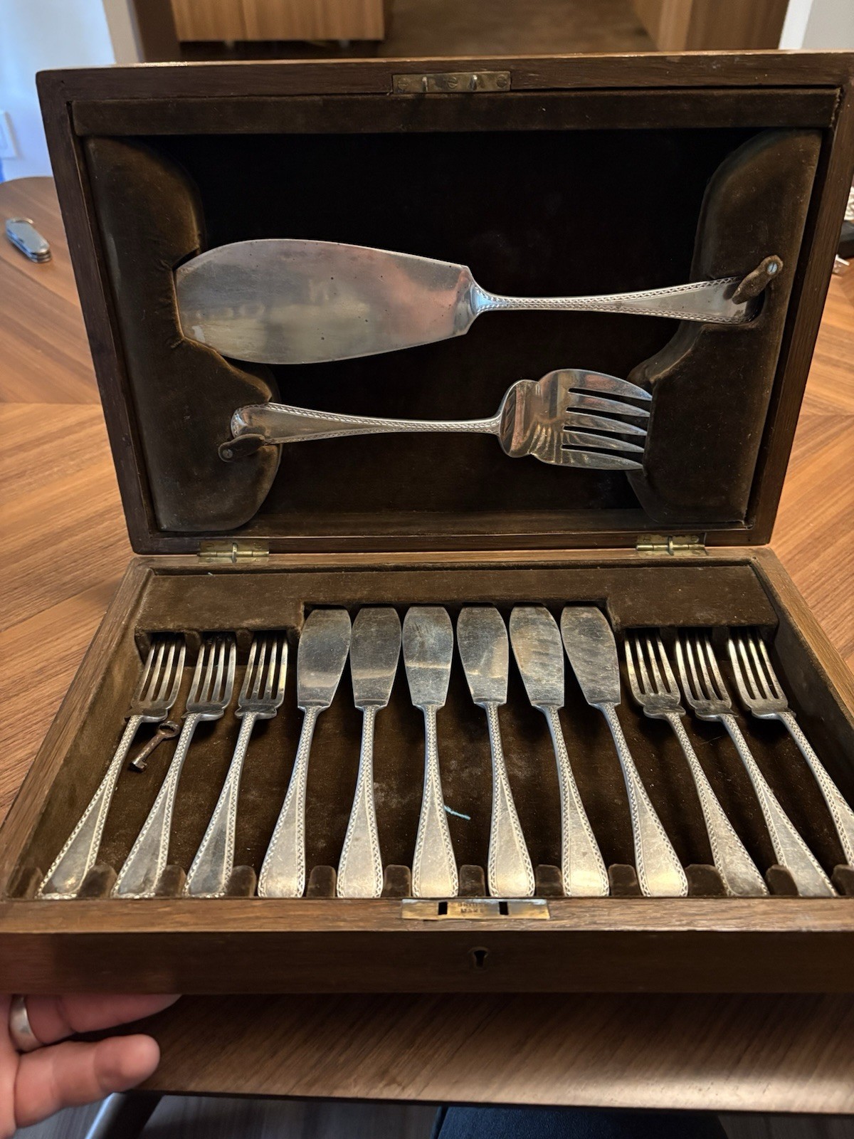 Antique Victorian Boxed Fish Cutlery Set EPNS Silverplate Hallmarked Winslow