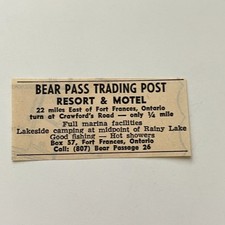 Bear Pass Trading Post Resort & Motel Ontario Canada 1974 Ad TAK6-S112 picture