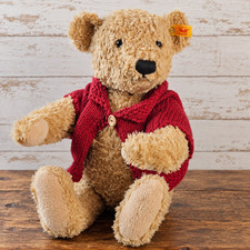 Steiff Elmar Teddy Bear 022463 Jointed Plush Red Sweater Button Ear Germany picture