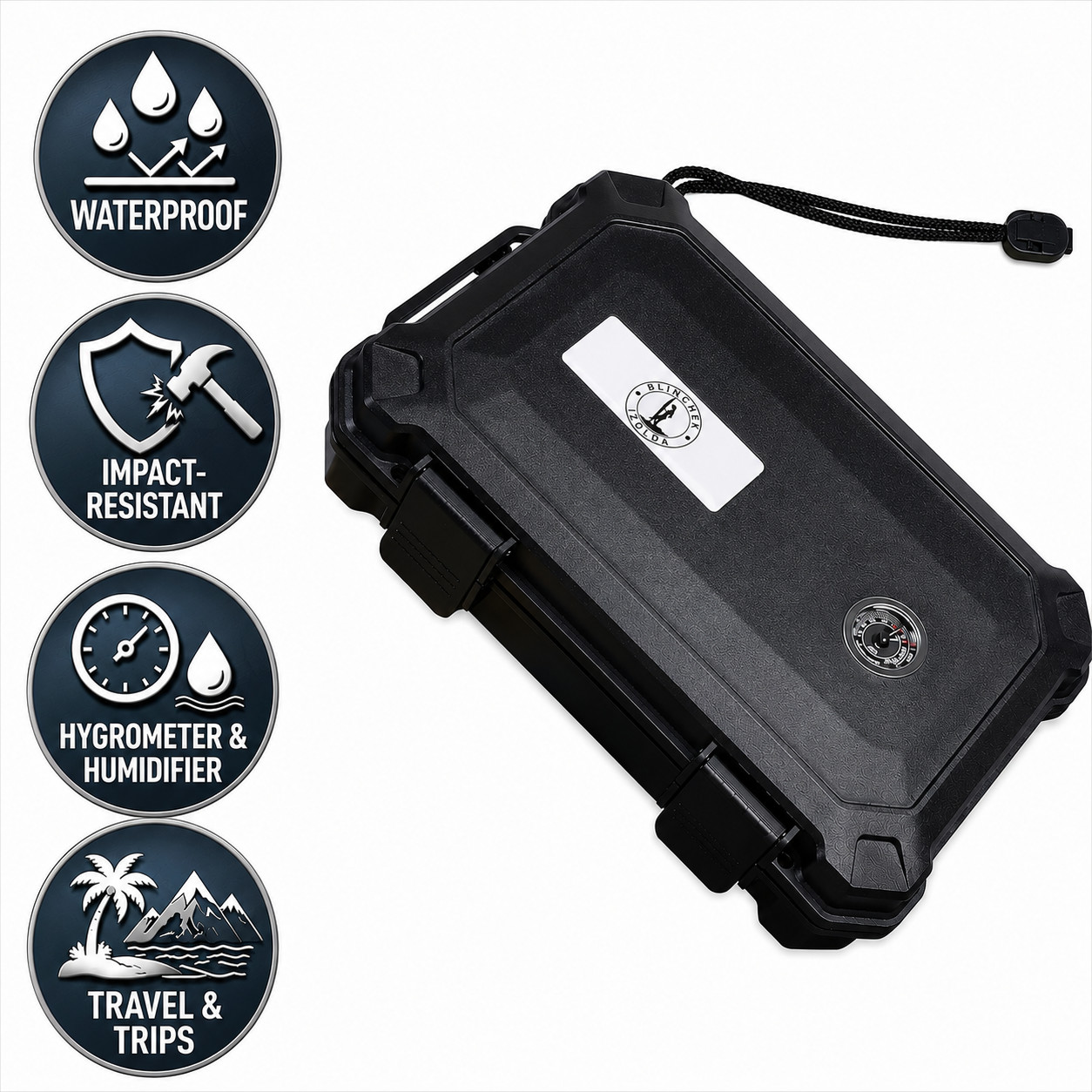 Waterproof Cigar Case Portable Humidor Box with Hygrometer Protective Storage Waterproof Cigar Case Portable Humidor Box with Hygrometer Protective Storage
