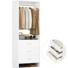 2FT Closet System with 3 Drawers ＆ Hanging Rod, 24'' Small Wardrobe Clothes Rack picture