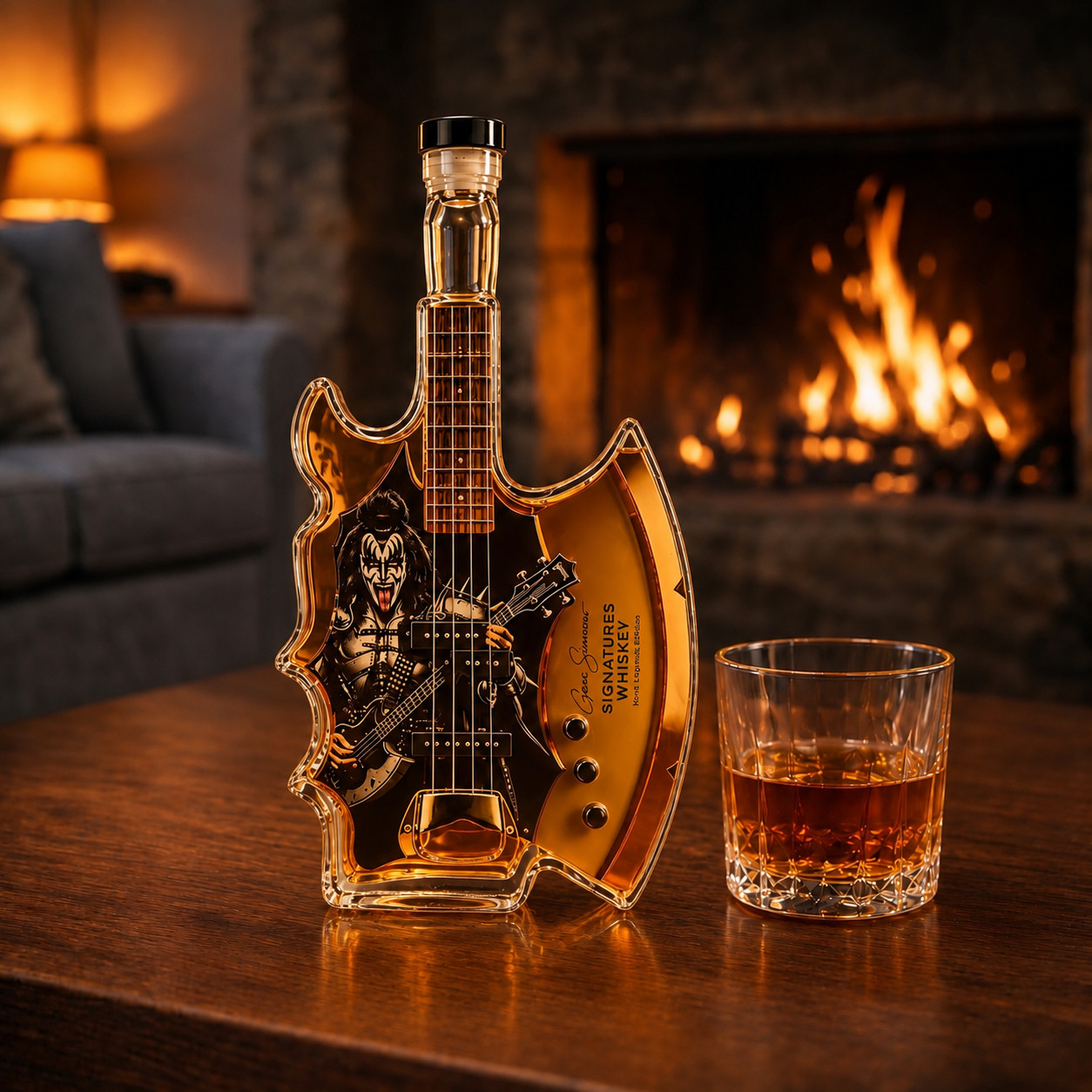 Gene Simmons Axe Bass Guitar Whiskey Decanter 350ml, Rock Music Liquor Bottle Gene Simmons Axe Bass Guitar Whiskey Decanter 350ml, Rock Music Liquor Bottle