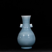 Nice Collectable Art Hand Painting Monochrome Glaze Porcelain Two EAr Vase picture