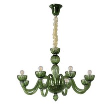 Retro Green Murano Glass Chandelier 8-Light 31.5in for Living Dining Room picture