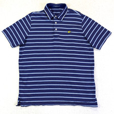 The Masters Shirt Mens Large Clubhouse Collection Striped Golf Polo Made Italy picture