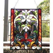 Stained Glass Tiffany Style Victorian Design Hanging Window Panel Suncatcher picture