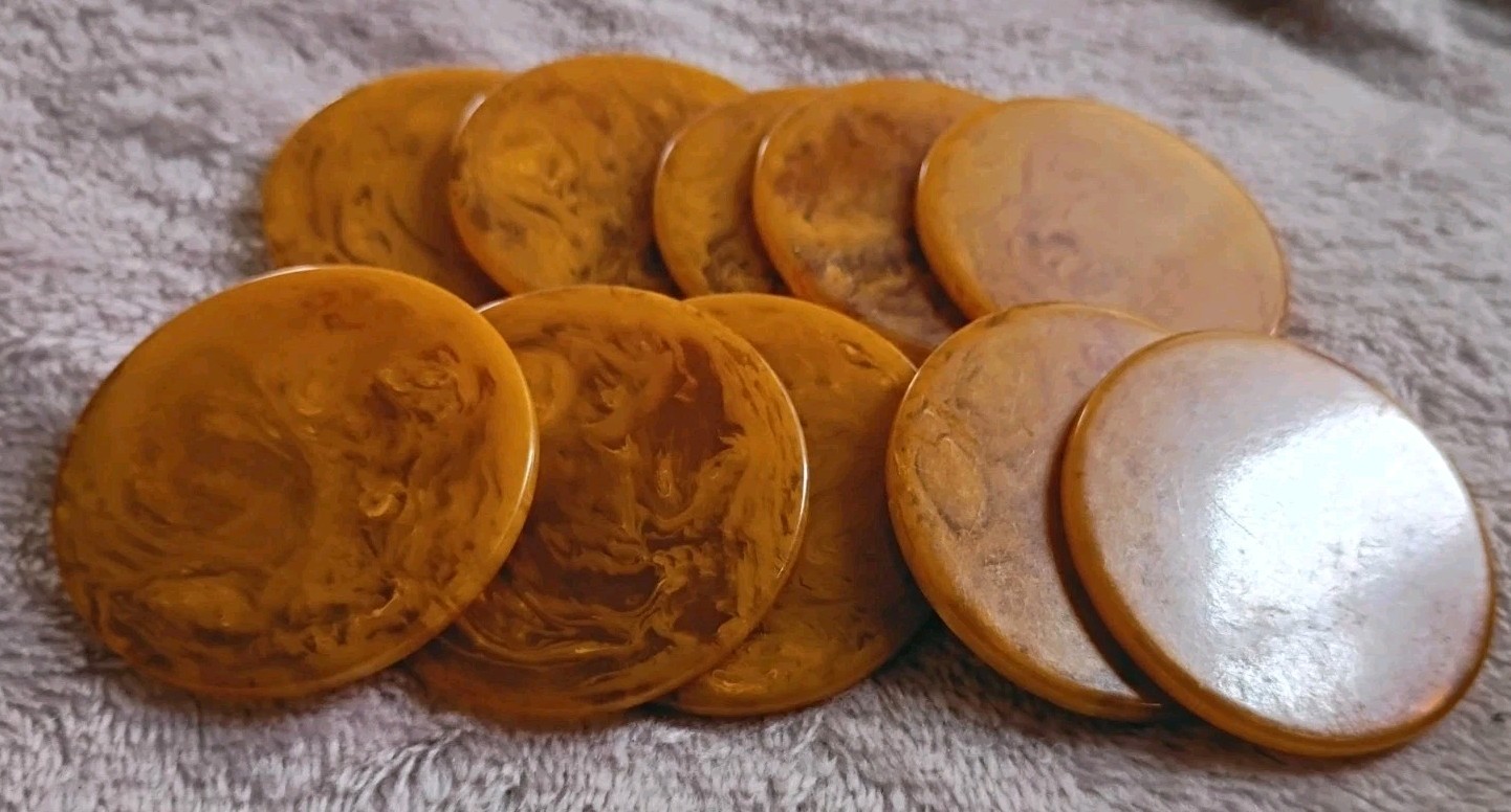 Vintage lot of 10 Art Deco Bakelite Butterscotch Swirl Poker Chips Art Crafts Vintage lot of 10 Art Deco Bakelite Butterscotch Swirl Poker Chips Art Crafts