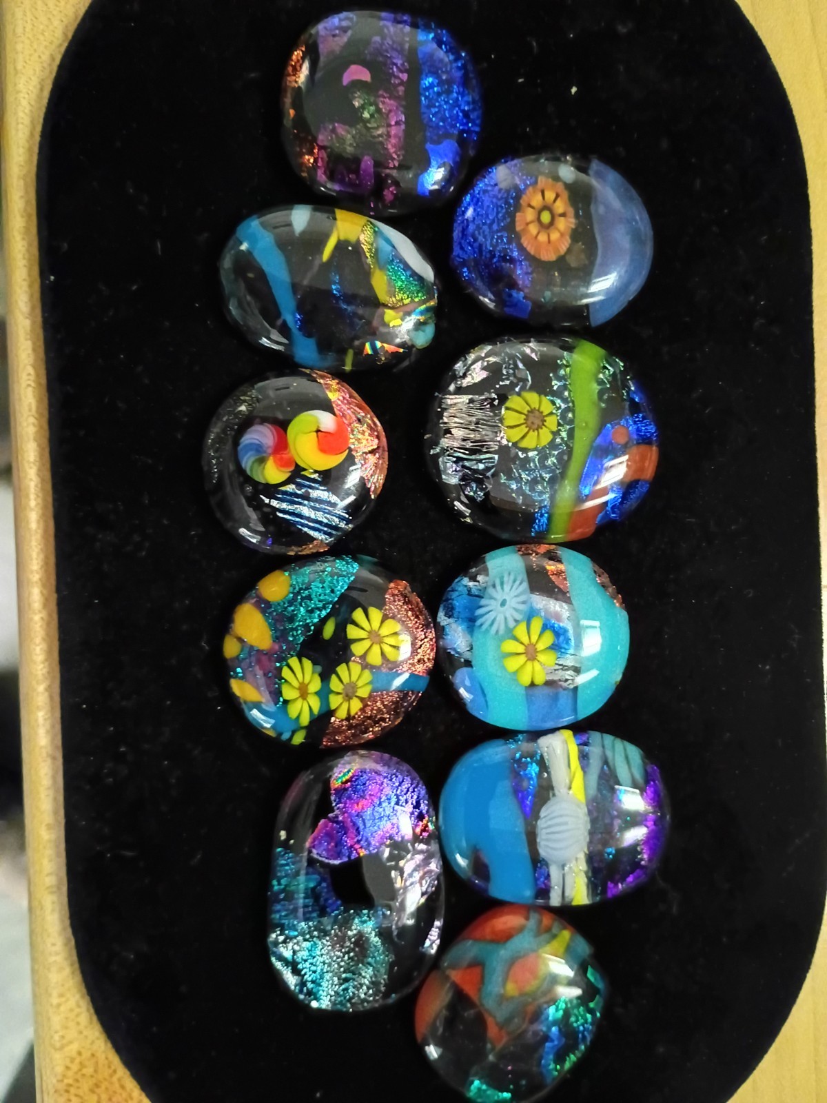 10 Dichroic Glass Cabochons For Jewelry Making Making Wire Wrapping #1718 10 Dichroic Glass Cabochons For Jewelry Making Making Wire Wrapping #1718