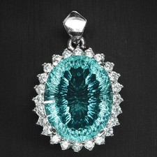 Concave Sea Blue Aquamarine 26.15Ct 925 Sterling Silver Handmade Women Pendants picture