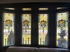 antique vintage stained glass window panel picture