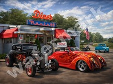 Vintage Cars Route 66 Diner Metal  Sign 9" x 12" or 12" x 16" picture