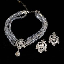 Alloy Jewelry Set Layer Clear Cubic Zirconia Simulated Diamond Necklace Earrings picture