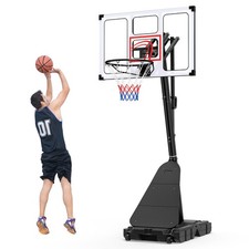 4.9-10 FT 10 Levels Adjustable Basketball Goal System w/Shatterproof Backboard picture