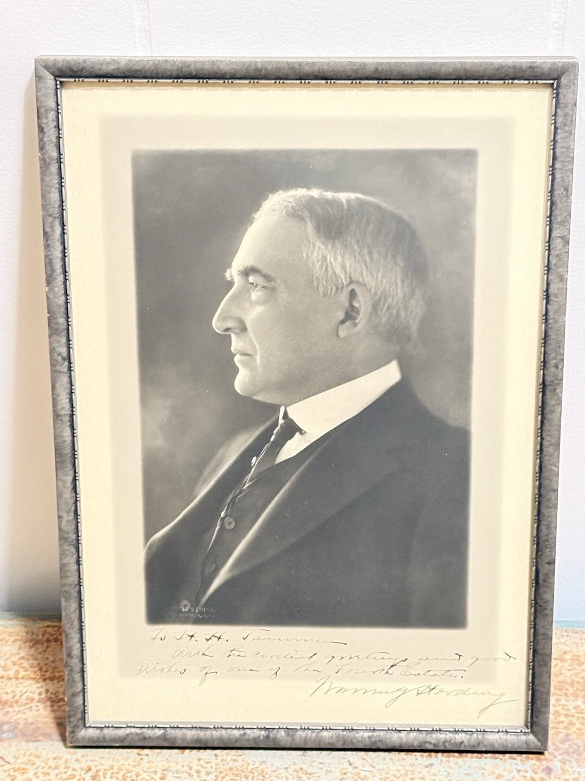 Warren G Harding Inscribed Harris & Ewing Portrait To Harry H Tammen Denver Post Warren G Harding Inscribed Harris & Ewing Portrait To Harry H Tammen Denver Post