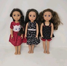 Battat Doll Lot (Of 3) 14” Dolls Realistic Little Girls W/ Clothes Custom  picture