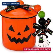Halloween Pumpkin Ceramic Canister Mini Candy Cookies Jar picture