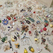 wholesale 20pcs Mix Design Vintage Brooch Pins Lot Enamel Crystal Pearl Resale picture