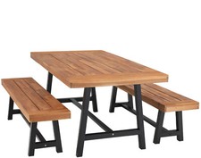 Outdoor Table Bench Set Wooden Patio Dining Tables Chair Garden Furniture Teak picture